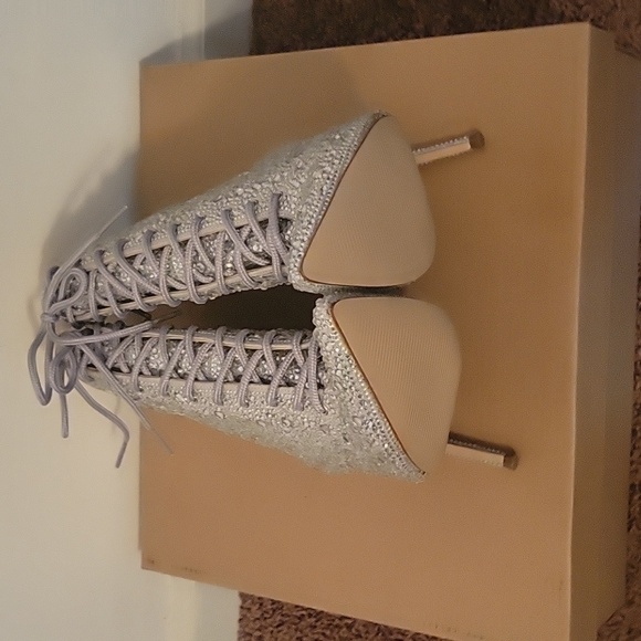 Steve Madden Blingy Valency Rhinestone Stilletto Heel Zip and Lace-Up Booties - Picture 12 of 16